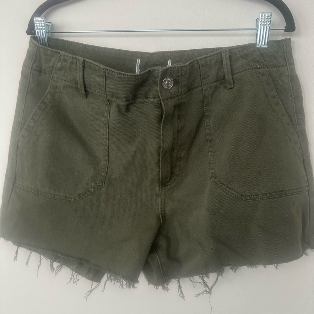 Paige Army Green Mayslie Cut Off Shorts 31